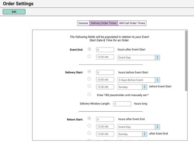Order Time Weekend Default Order Times - RW Elephant